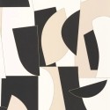 Caselio|Papel pintado geométrico negro y beige, estilo artístico|Geométrico