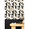 Caselio|Papel pintado geométrico negro y beige, estilo artístico|Geométrico