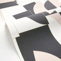 Caselio|Geometrische Tapete in Schwarz und Beige, künstlerischer Stil|Geometrisch
