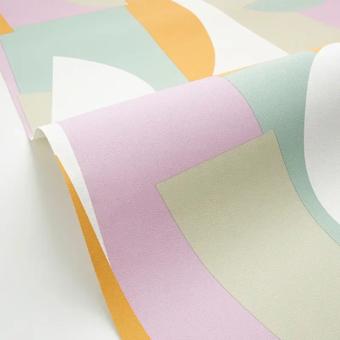 Caselio|Künstlerische Tapete mit geometrischem Muster in Pastelltönen|Modern