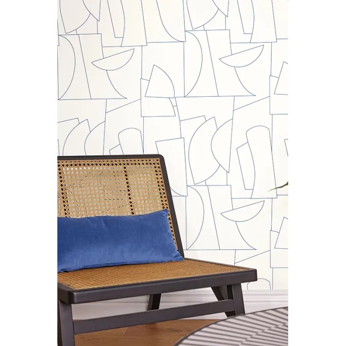 Papel pintado minimalista moderno blanco y azul - Caselio Outlines 105020988