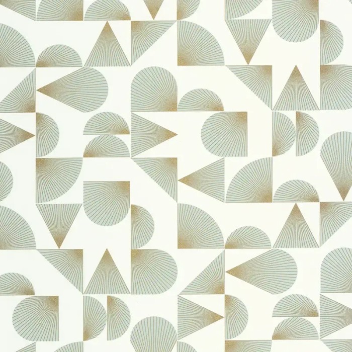 Caselio|Papel pintado art decó conchas de mar verde y dorado|Art Deco