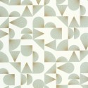 Caselio|Art Deco wallpaper with seashells in green and gold|Art Deco