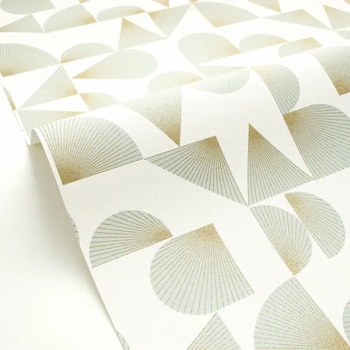 Caselio|Papel pintado art decó conchas de mar verde y dorado|Art Deco