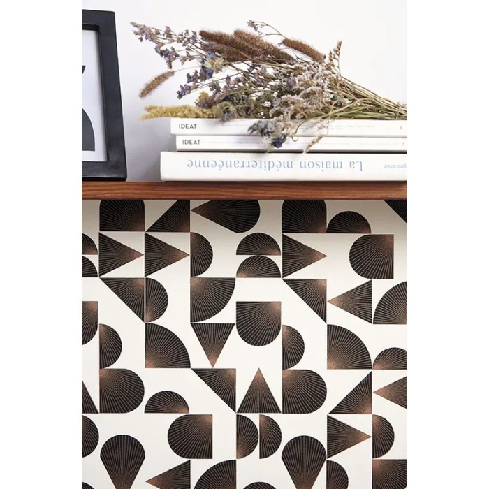 Caselio|Papel pintado art decó conchas de mar negro y cobre|Art Deco