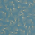 Caselio|Art Deco wallpaper with seashells in blue and gold|Art Deco