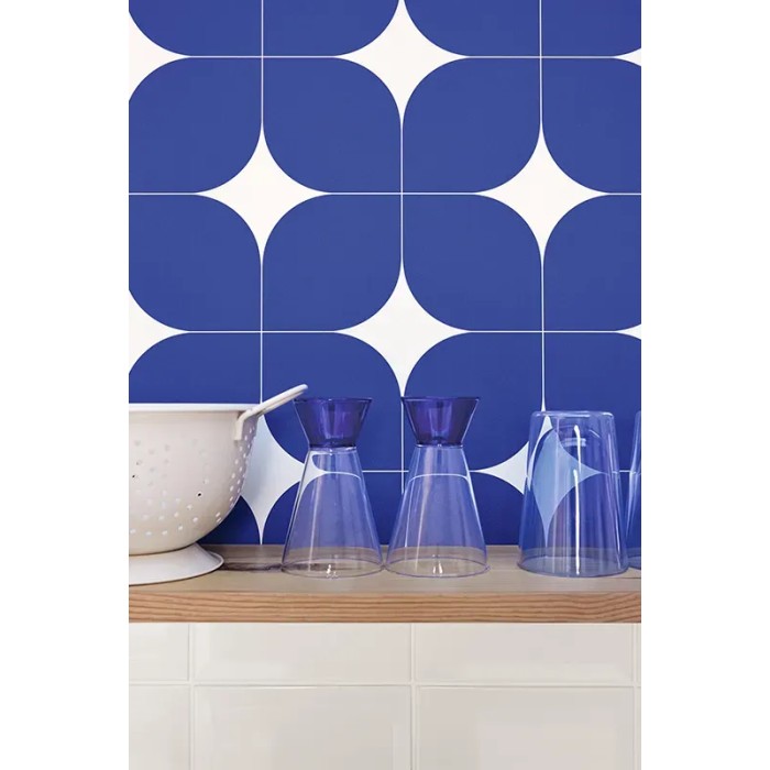 Caselio|Retro wallpaper with vintage blue squares|Checkered
