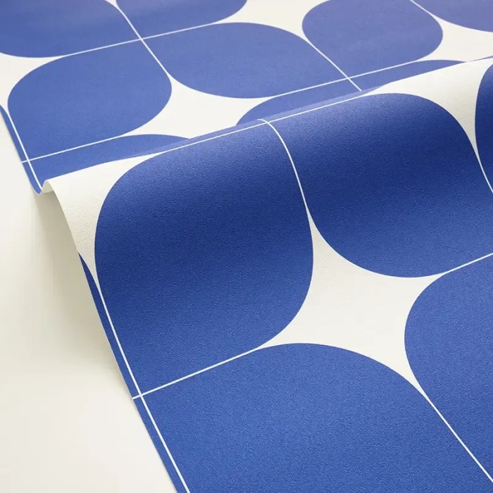 Caselio|Retro Tapete mit Vintage Quadraten in Blau|Karos