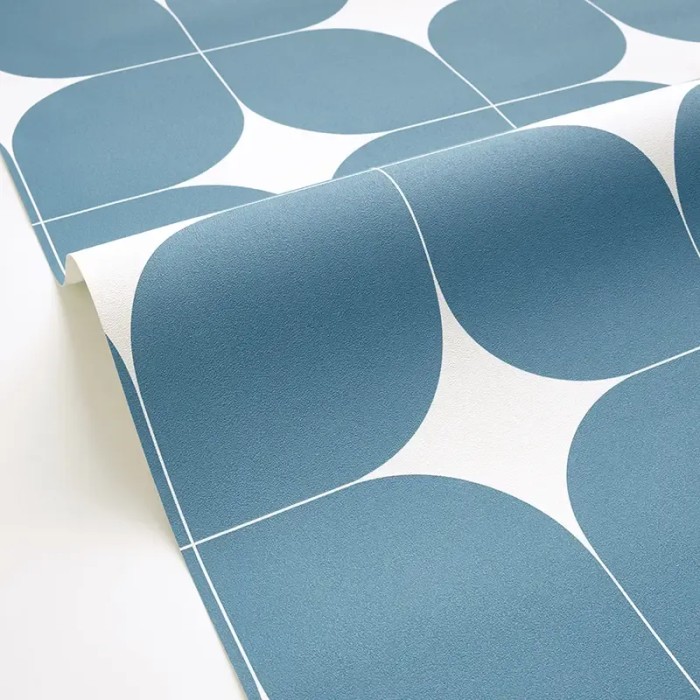 Caselio|Papier peint rétro carrés vintage bleu pétrole|Carreaux