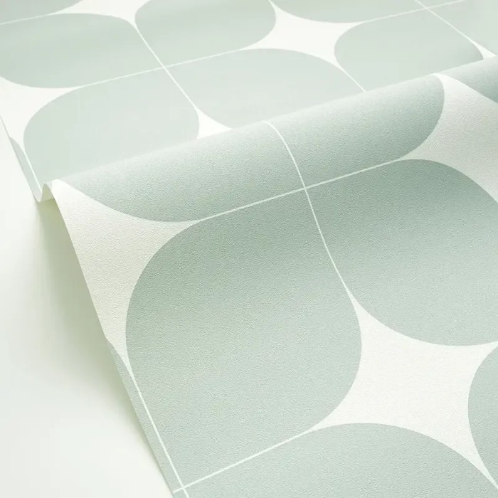 Caselio|Papel pintado retro cuadrados vintage verde agua|Cuadros