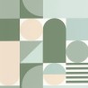 Caselio|Papier peint style Bauhaus géométrique vert|Jeunesse