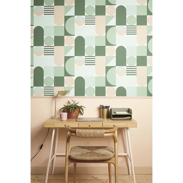Caselio|Tapete im Bauhaus-Stil, geometrisch grün|Jugend