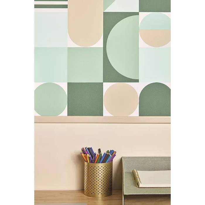 Caselio|Tapete im Bauhaus-Stil, geometrisch grün|Jugend