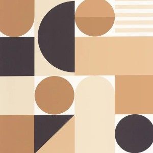 Casadeco|Blue Art Deco wallpaper with circles and geometric shapes|Art Deco