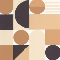 Caselio|Bauhaus style geometric wallpaper, black and brown|Circles