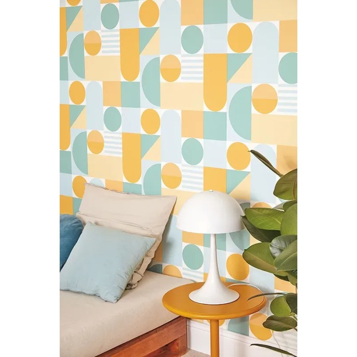 Caselio|Papier peint style Bauhaus jaune|Jeunesse