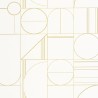 Caselio|Minimalistische Tapete in Weiß und Gold, geometrisches Muster|Kreisen