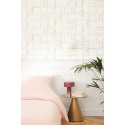 Caselio|Papel pintado minimalista blanco y dorado, patrón geométrico|Circulos