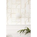 Caselio|Papel pintado minimalista blanco y dorado, patrón geométrico|Circulos