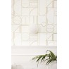 Caselio|Minimalist white and gold wallpaper, geometric pattern|Circles