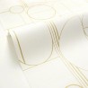 Caselio|Papel pintado minimalista blanco y dorado, patrón geométrico|Circulos