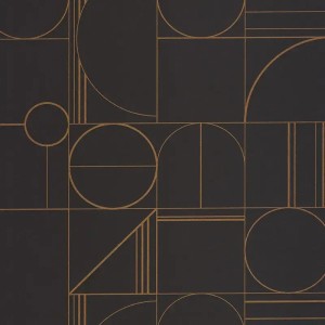 Caselio|Papel pintado minimalista blanco y dorado, patrón geométrico|Circulos