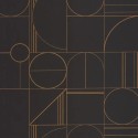 Caselio|Papier peint moderne noir et cuivre métallisé|Cercles