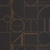 Caselio|Papier peint moderne noir et cuivre métallisé|Cercles