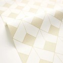 Caselio|3D Art Deco wallpaper, white and gold|Art Deco
