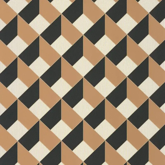 Caselio|Papel pintado laberinto geométrico en 3D negro|Moderno