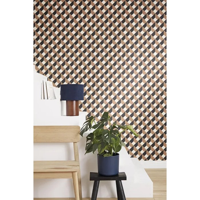 Caselio|3D geometric maze wallpaper in black|Modern
