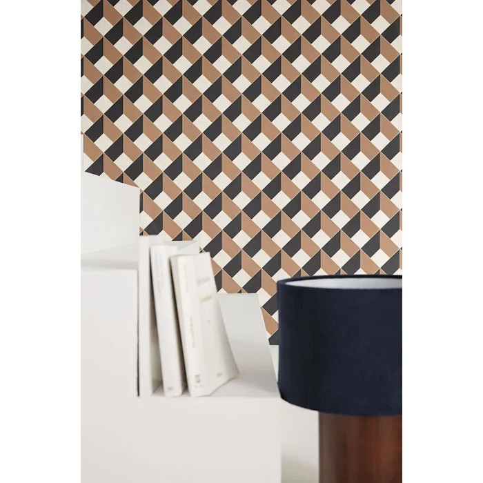 Caselio|3D geometrische Labyrinth-Tapete in Schwarz|Modern