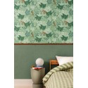 Caselio|Tropical jungle wallpaper with monkeys, green and gold|Tropical