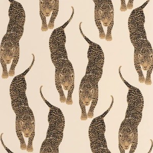 Caselio|Papier peint panthères sauvages blanc et doré|Ethnique