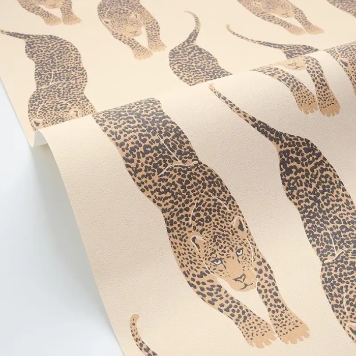 Caselio|Tapete mit wilden Panthern in Beige und Gold|Ethnisch