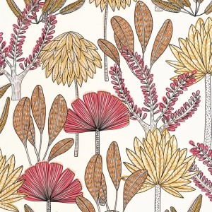 Casadeco|Papier peint floral beige avec imprimé de feuilles élégant|Floral