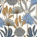 Caselio|Papel pintado tropical, palmeras azul|Moderno