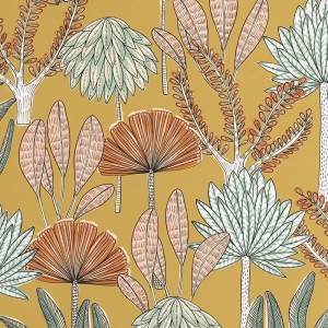 Elitis|Yellow wallpaper with artisanal wicker weave|Wallpaper