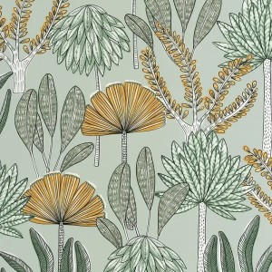 Casadeco|Papier peint floral style anglais avec tons verts|Floral