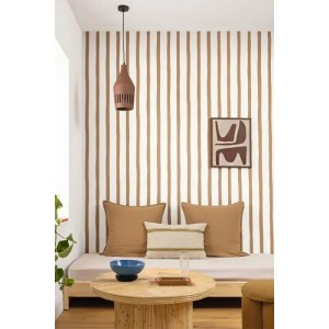 Papeldecor|Papier peint rayures larges effet textile bleu et gris|Rayures 2