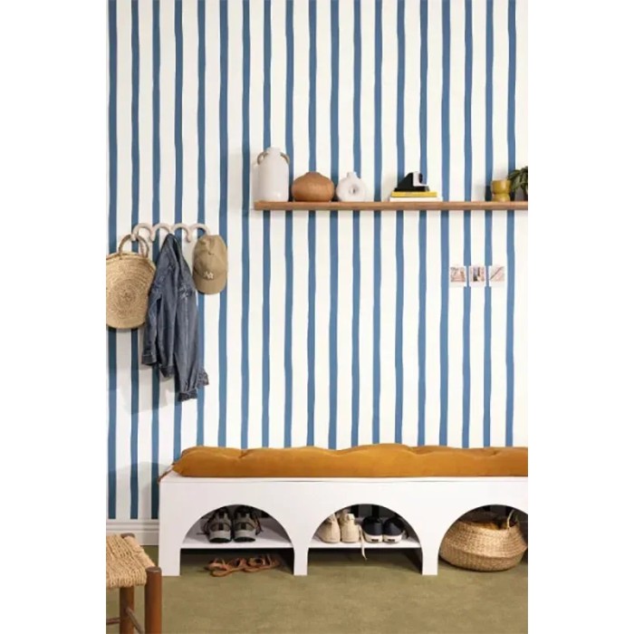 Papel pintado rayas sinuosas azul y blanco - Caselio Wild 104950651