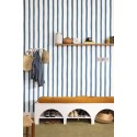 Caselio|Wavy blue and white striped wallpaper|Stripes