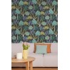 Caselio|Papier peint palmiers tropicaux et plantes exotiques, noir et vert|Papier Peint