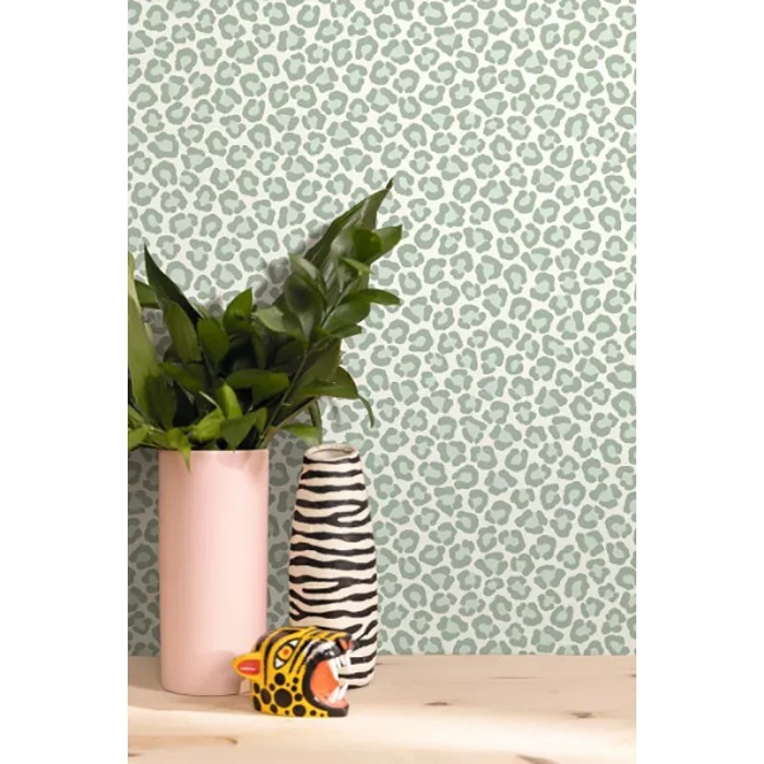 Caselio|Papel pintado piel leopardo verde|Imitacion Piel Animales