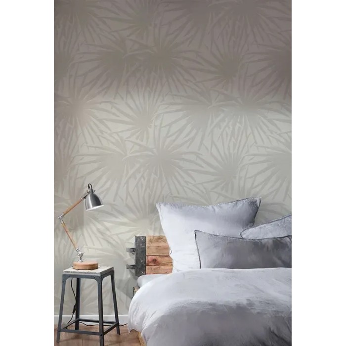 As Creation|Papel pintado hojas de palma crema, gris|Papel Pintado