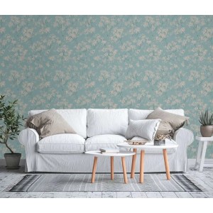 Papeldecor|Barocke Kreis-Tapete mit Blumen und Ornamenten in Gold|Tapeten 2
