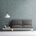 As Creation|Wallpaper romantic-style flowers in blue, turquoise|Wallpaper