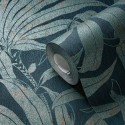 As Creation|Wallpaper exotic flowers petrol blue, green|Wallpaper