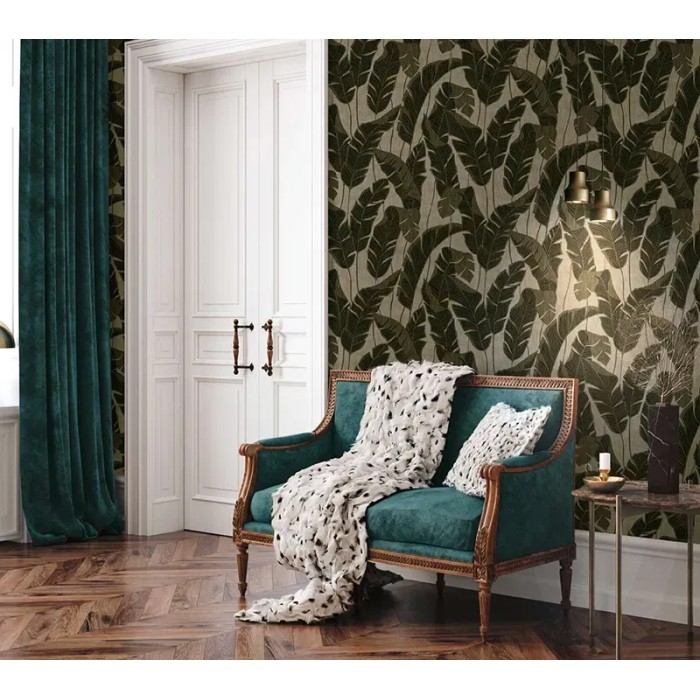 As Creation|Wallpaper banana leaves beige, black, gold|Wallpaper