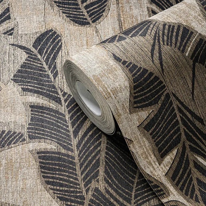 As Creation|Wallpaper banana leaves beige, black, gold|Wallpaper